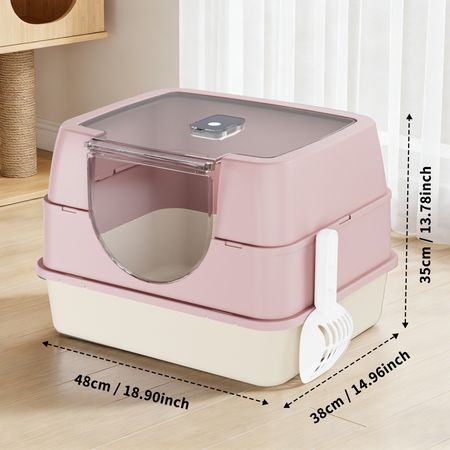 Flip-Top Enclosed Cat Litter Box with Stainless structured Tray & Odor Control