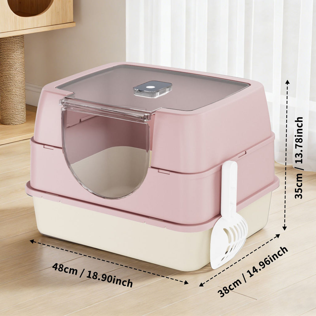 Flip-Top Enclosed Cat Litter Box with Stainless structured Tray & Odor Control