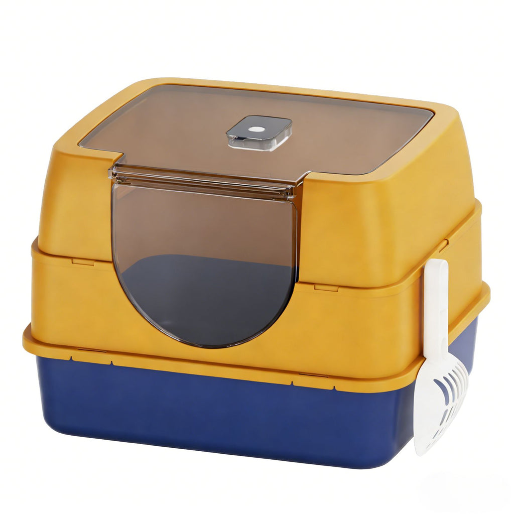 Flip-Top Enclosed Cat Litter Box with Stainless structured Tray & Odor Control