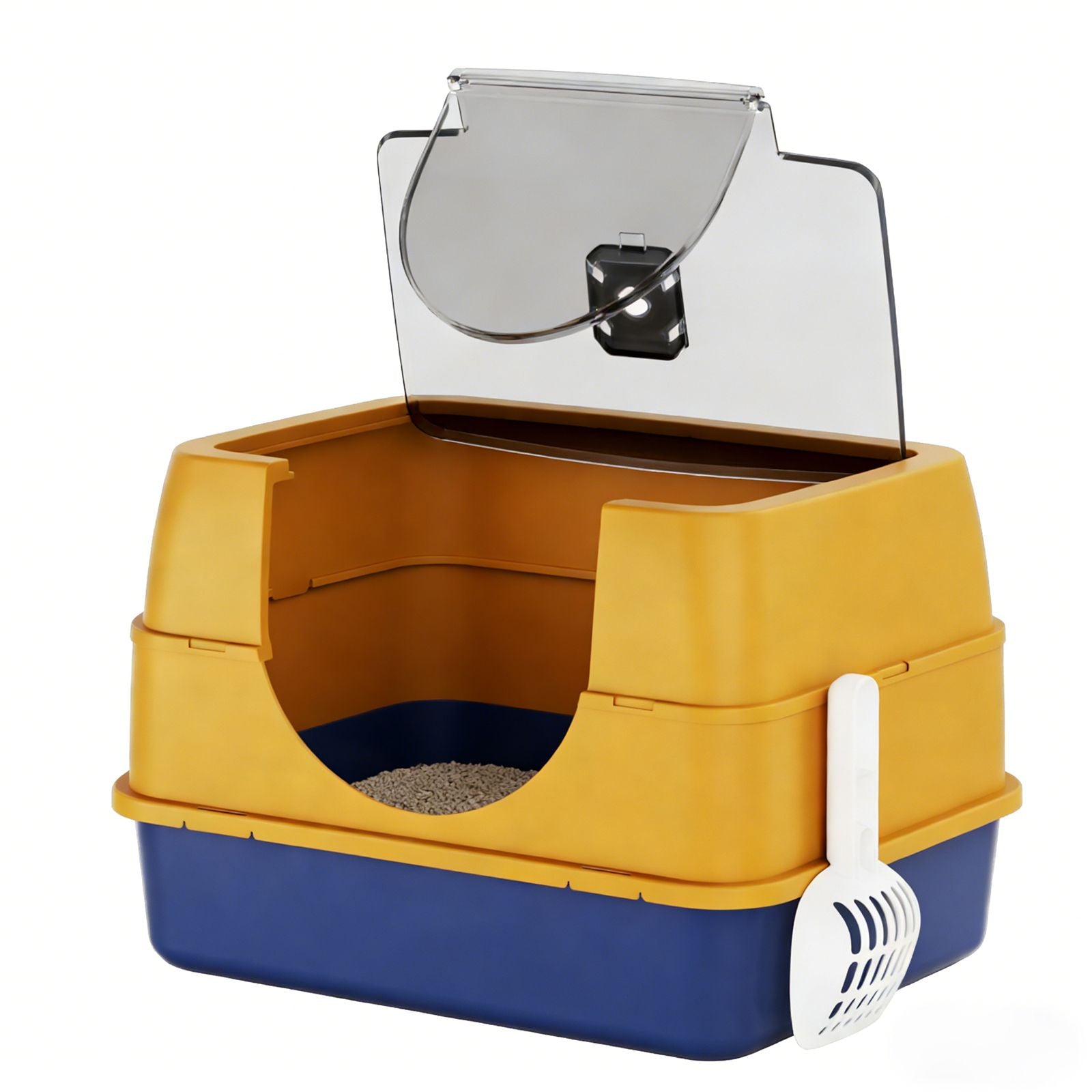 Flip-Top Enclosed Cat Litter Box with Stainless structured Tray & Odor Control