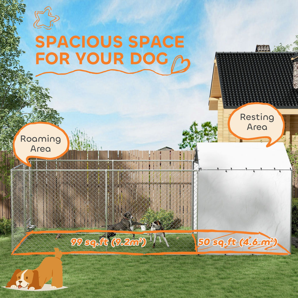 149 Sq Outdoor Dog Kennel with water-ready Cover and Galvanized Frame
