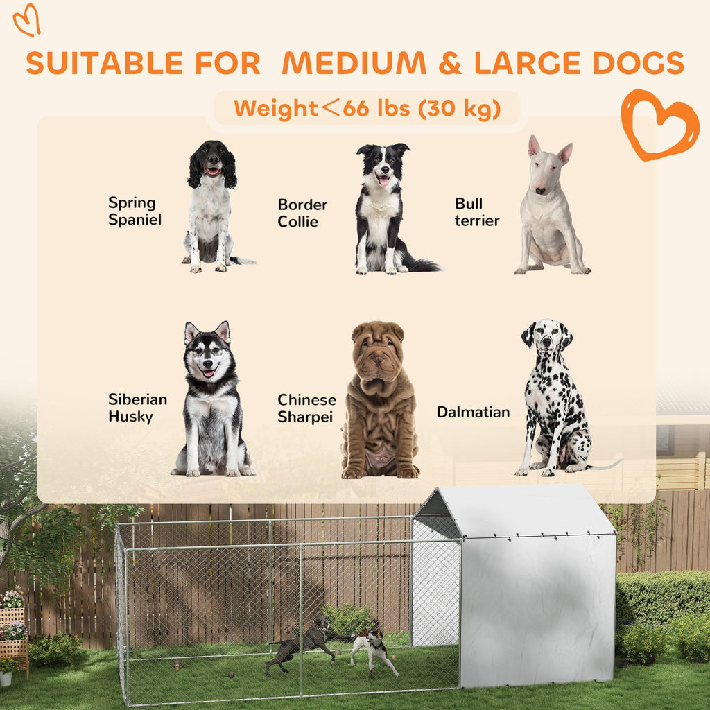 149 Sq Outdoor Dog Kennel with water-ready Cover and Galvanized Frame