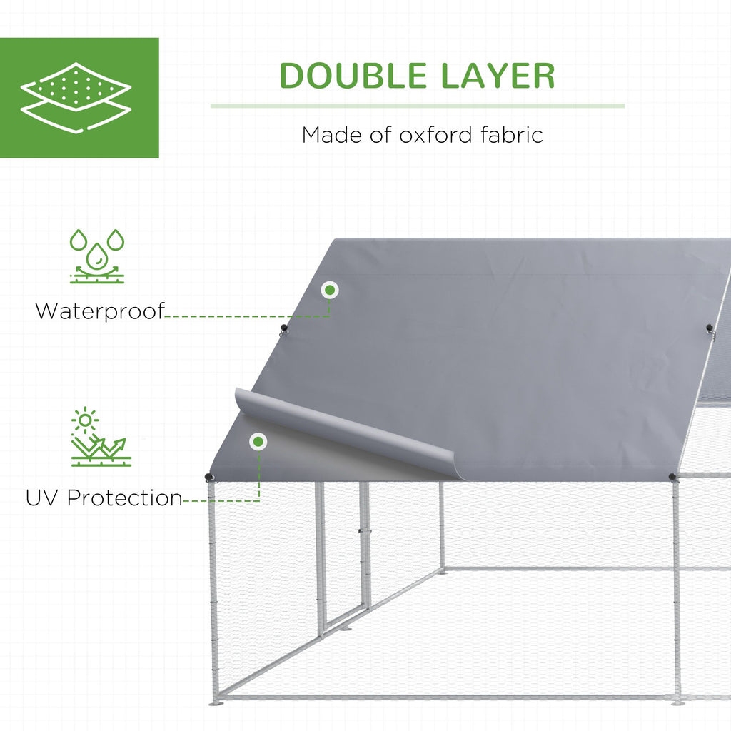 Galvanized Large Metal Chicken Coop Cage, Walk-in Enclosure Poultry Hen Run House with UV & Water-Resistant Cover for Outdoor, 10' x 26' x 6.5'