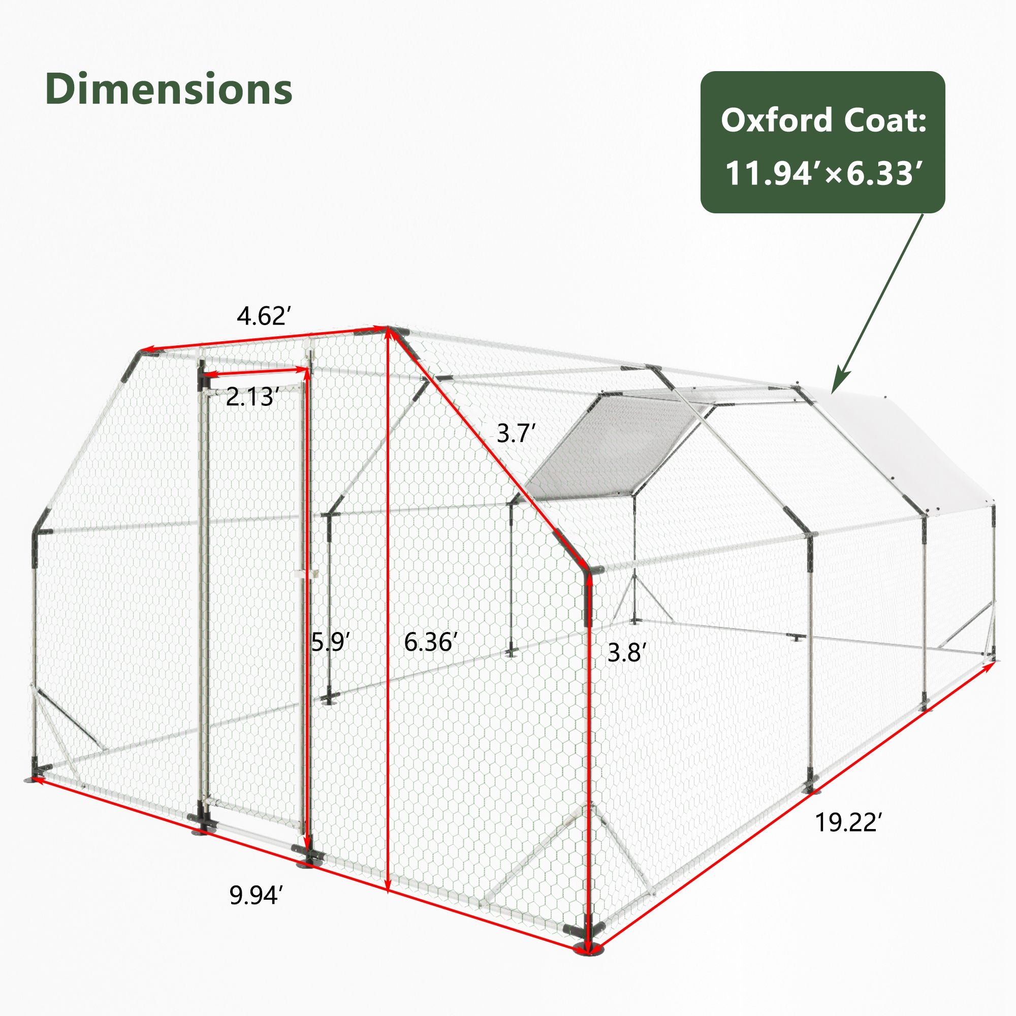 Spacious Galvanized Walk-In Chicken Coop – Secure & Weather-Resistant Poultry Run
