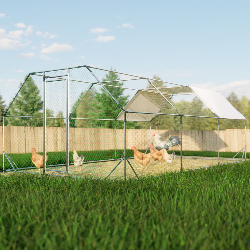 Spacious Galvanized Walk-In Chicken Coop – Secure & Weather-Resistant Poultry Run