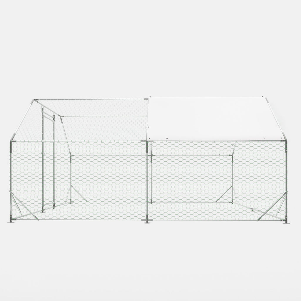 Galvanized Large Metal Walk in Chicken Coop Cage Farm Poultry Run Hutch Hen House