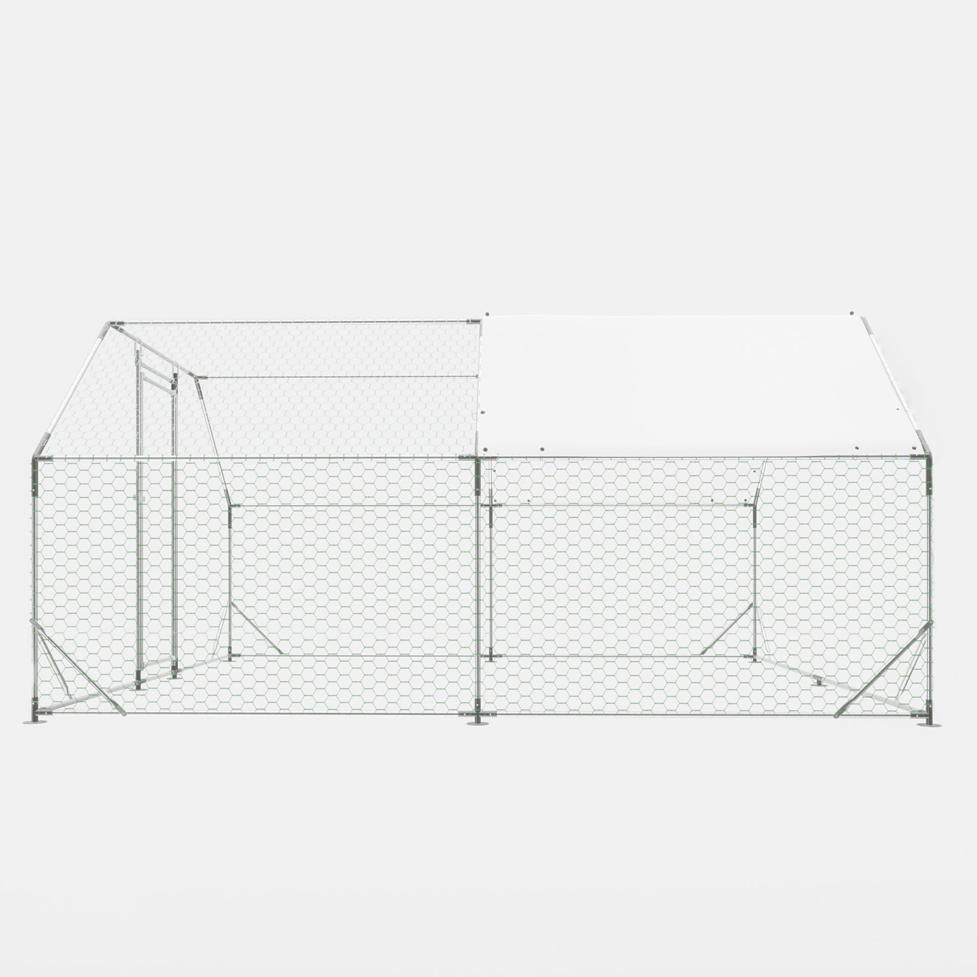 Galvanized Large Metal Walk in Chicken Coop Cage Farm Poultry Run Hutch Hen House