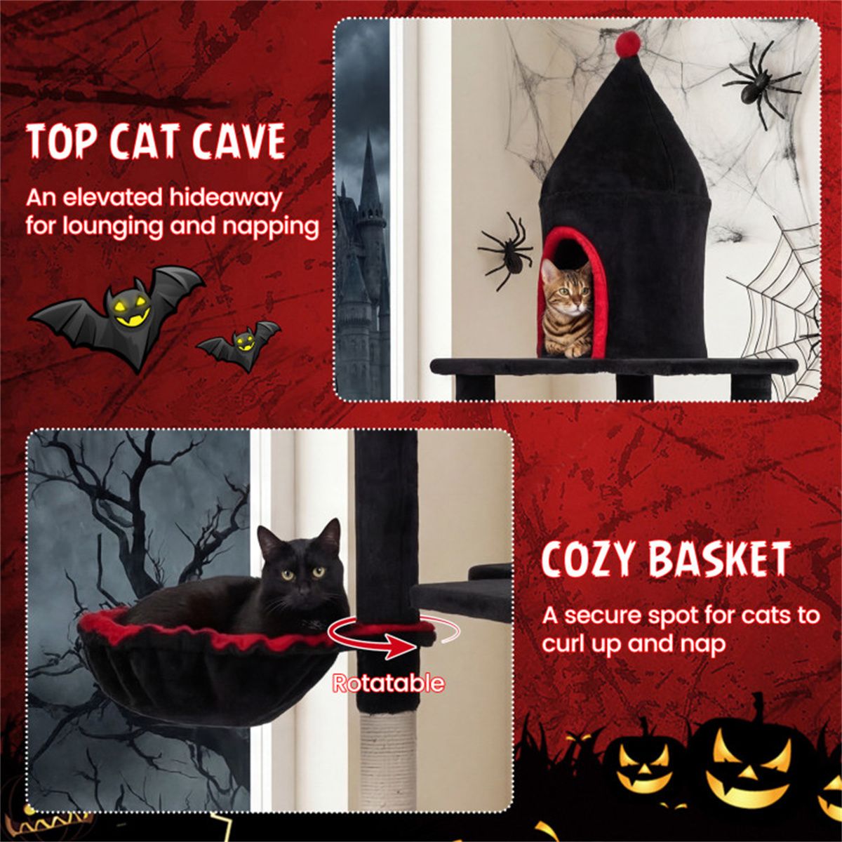 63 Gothic Cat Tree with Sisal Scratching Posts