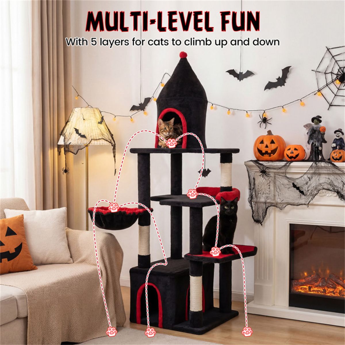 63 Gothic Cat Tree with Sisal Scratching Posts