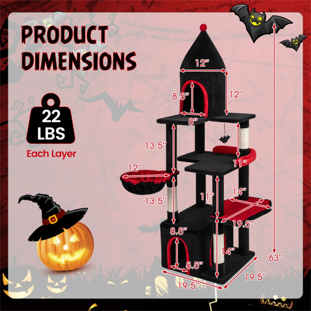 63 Gothic Cat Tree with Sisal Scratching Posts