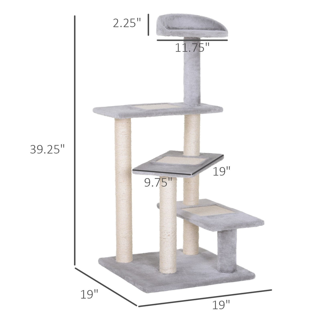 Multi-Level Cat Tree with Stair-Step Perches and Scratching Posts