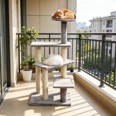 Multi-Level Cat Tree with Stair-Step Perches and Scratching Posts