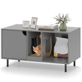 Spacious Double-Room Cat Litter Box Enclosure with Privacy and Scratching Board