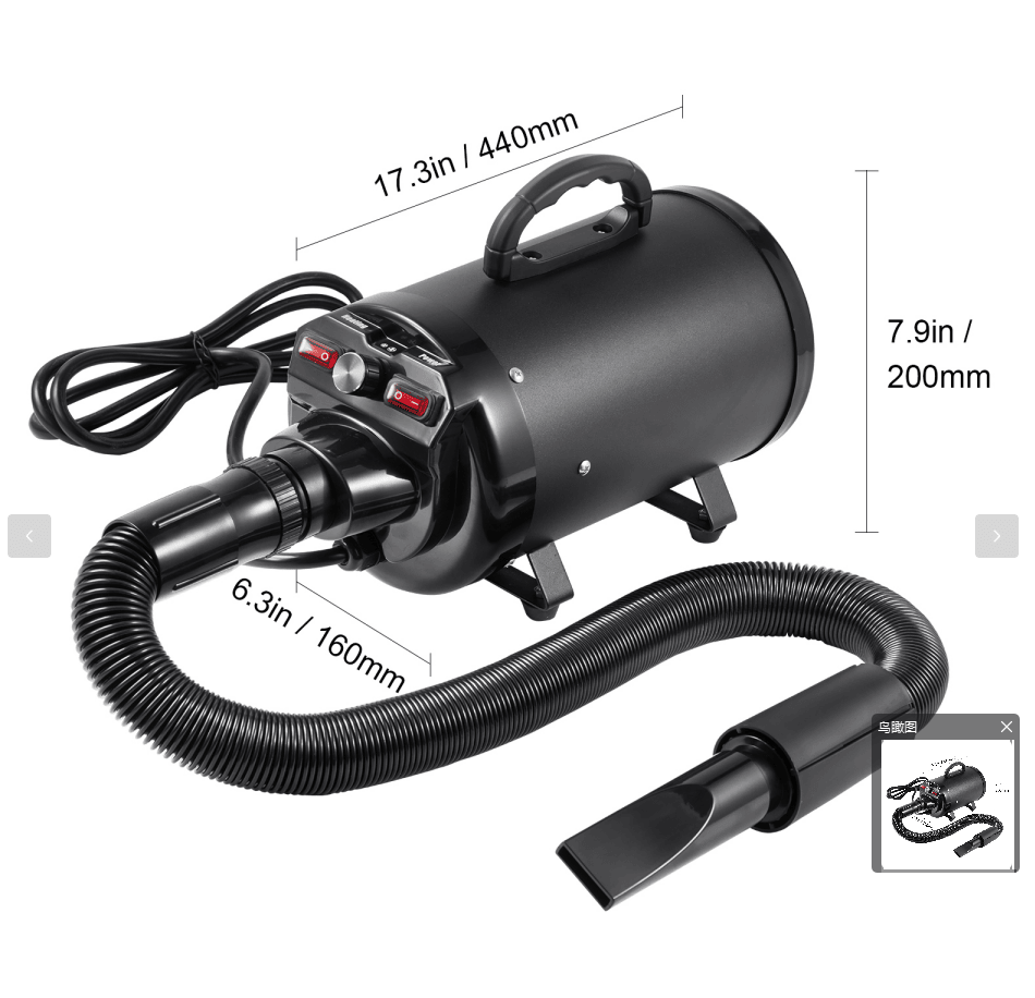 Powerful 2800W Pet Hair Dryer with Adjustable Airflow & Temperature