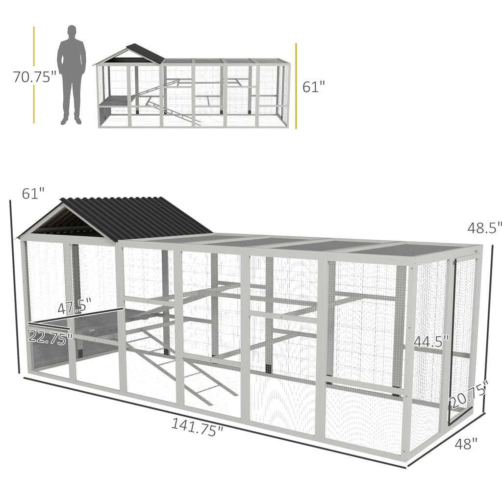 Spacious Outdoor Chicken Run with Perches & Storage – Holds 6-10 Chickens