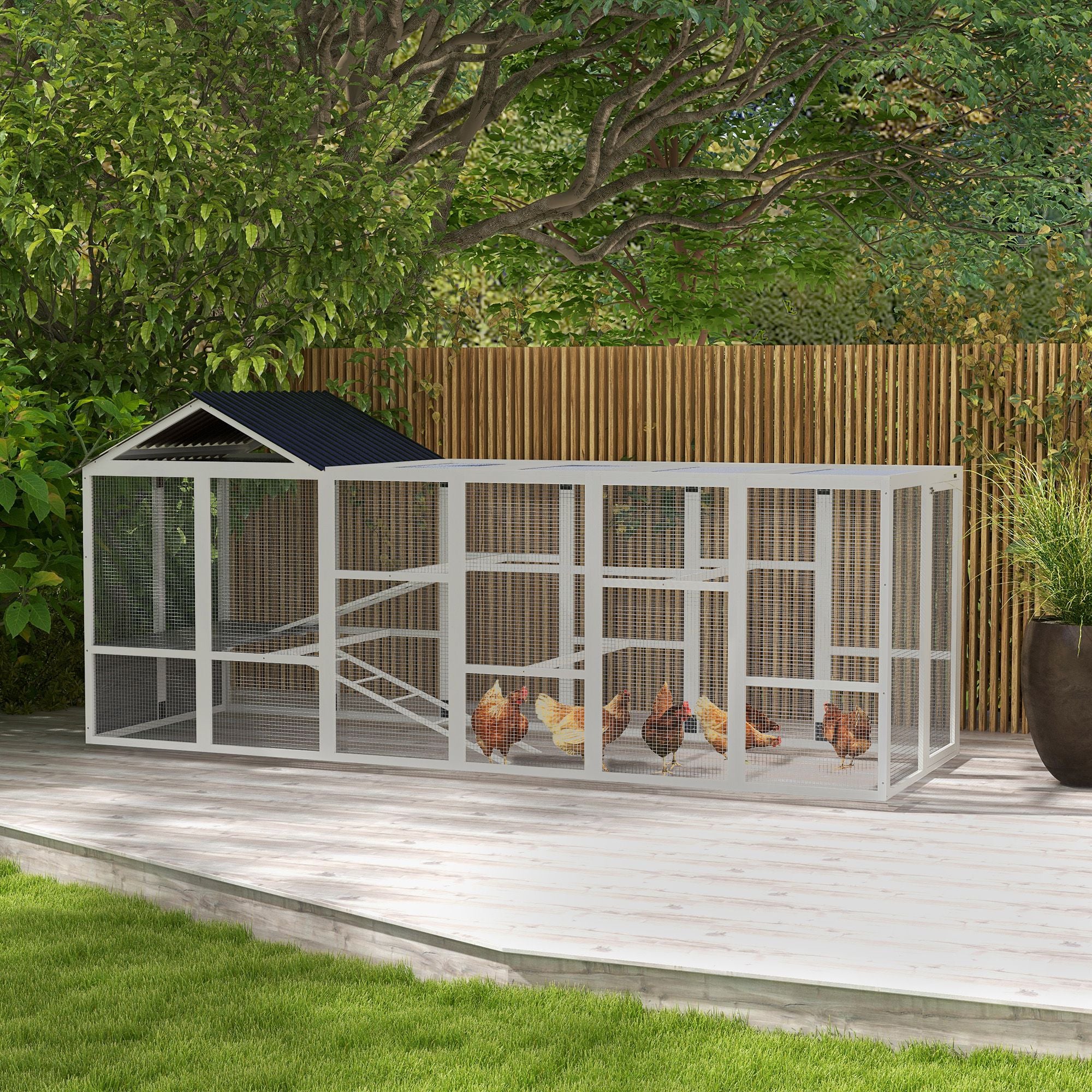 Spacious Outdoor Chicken Run with Perches & Storage – Holds 6-10 Chickens