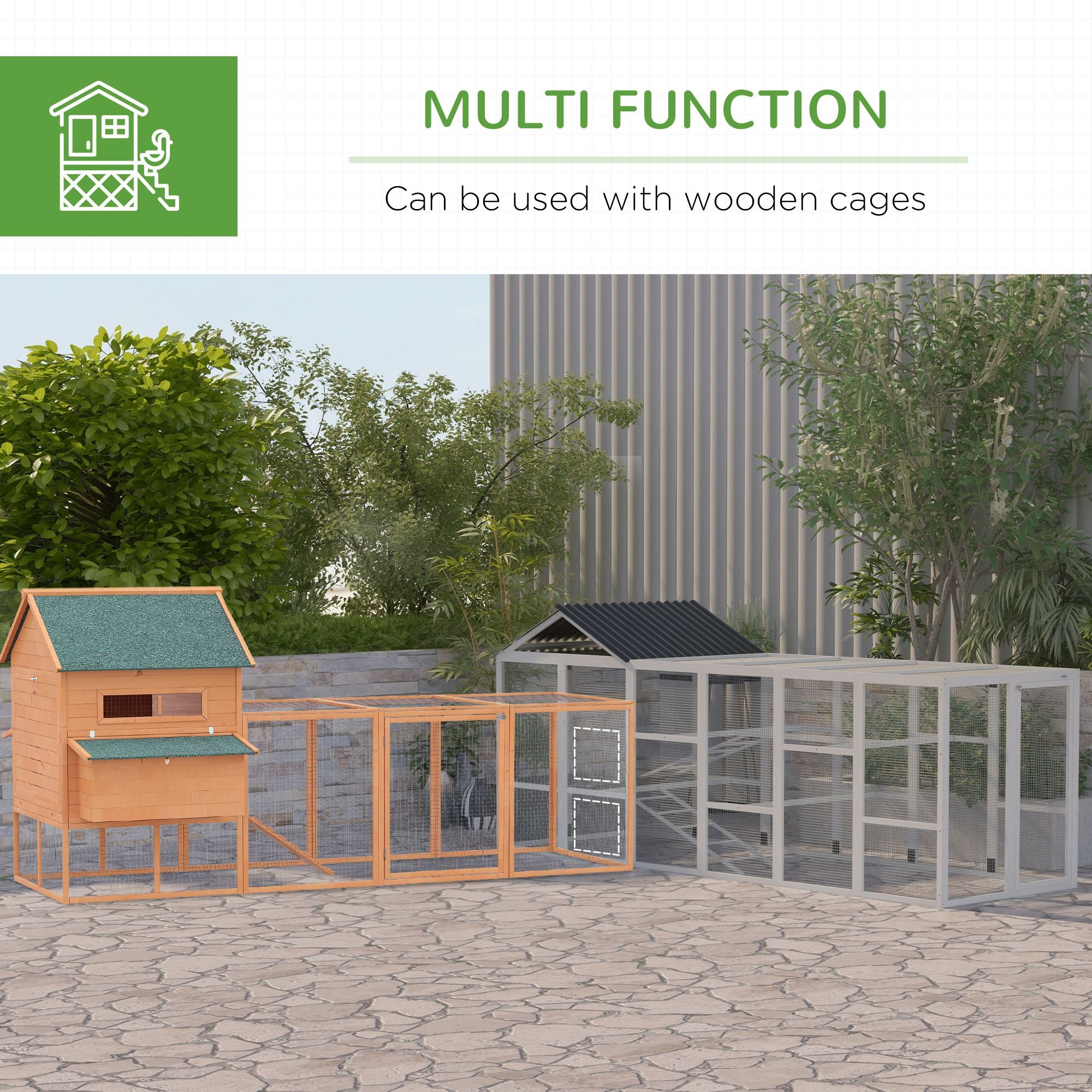 Spacious Outdoor Chicken Run with Perches & Storage – Holds 6-10 Chickens