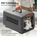 grey aviation enclosed cat litter box with handle, spacious anti tracking cat toilet, ideal choice for indoor cats and travel