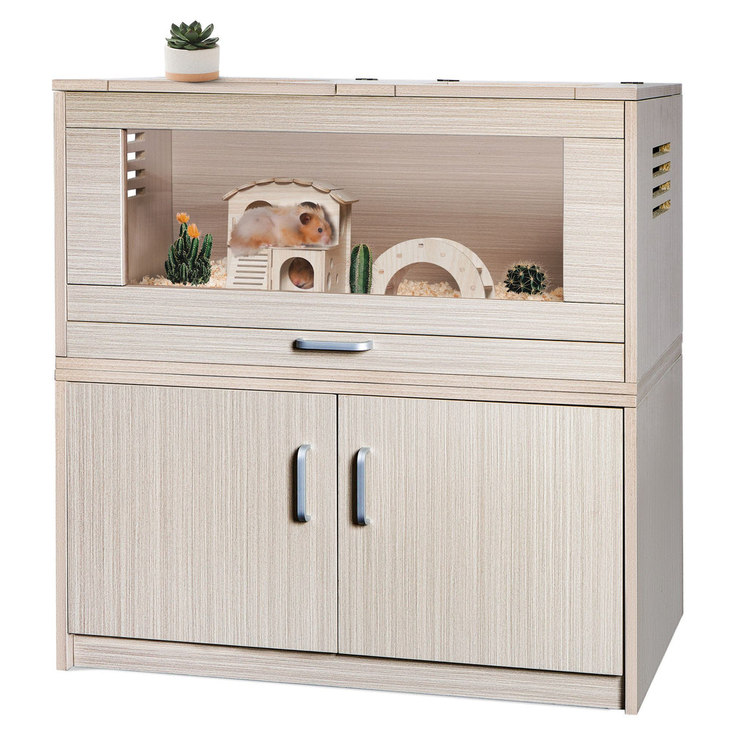 Spacious Wooden Guinea Pig Cage with Storage – Perfect Home for Hamsters, Rats & More