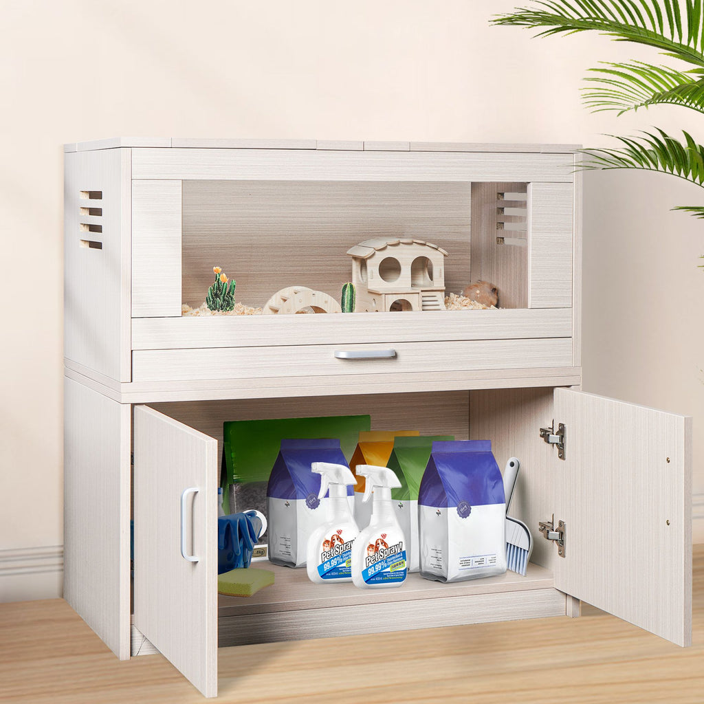 Spacious Wooden Guinea Pig Cage with Storage – Perfect Home for Hamsters, Rats & More