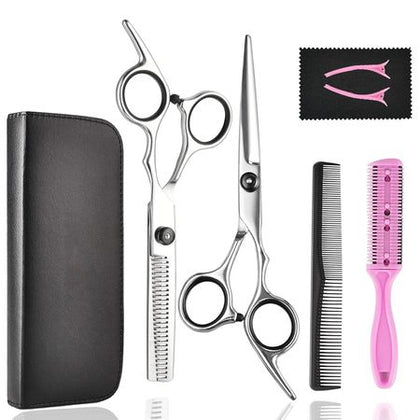 Professional 7-Piece Hair Cutting Scissors Kit for Pets & People