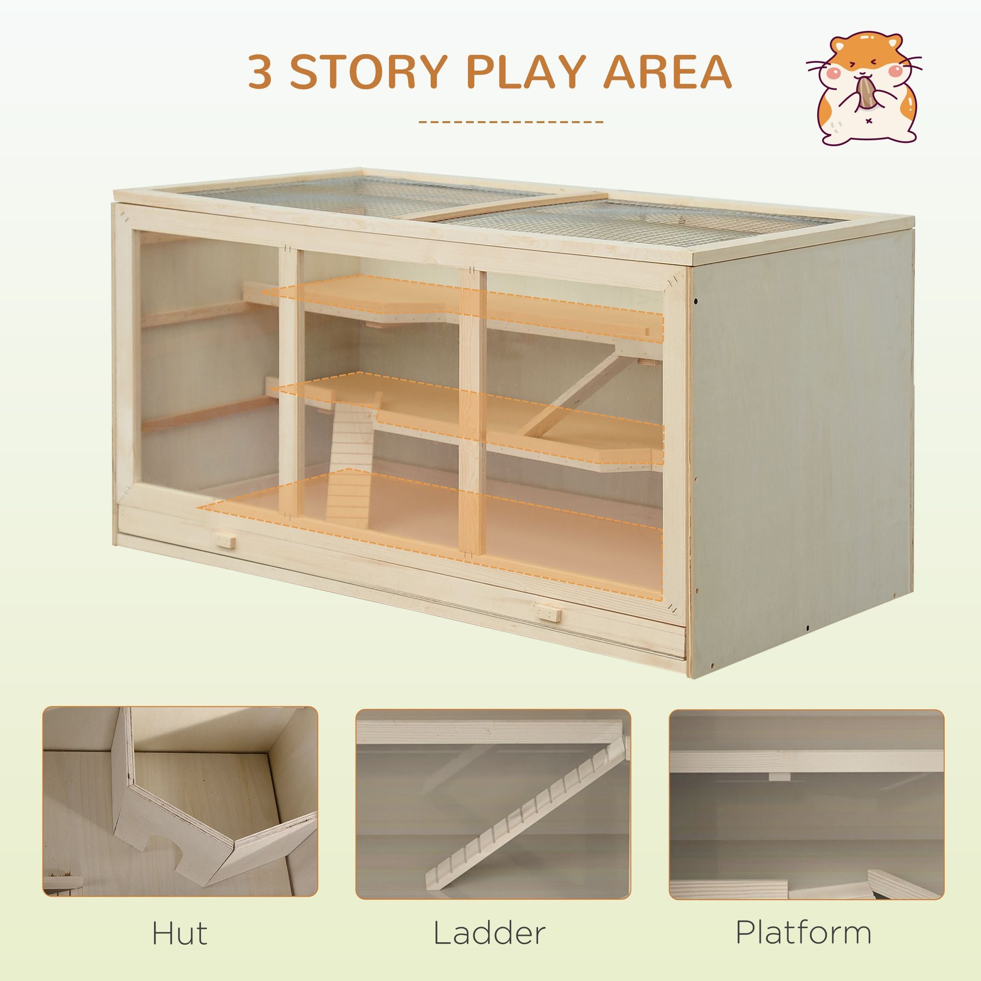 Three-Tier furniture-style Hamster Cage with Ramps and Tunnel