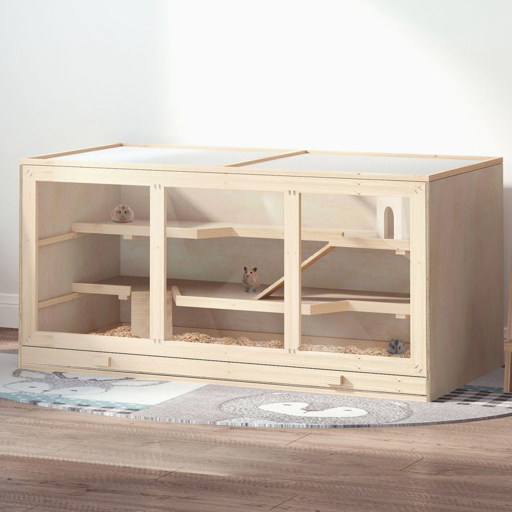 Three-Tier furniture-style Hamster Cage with Ramps and Tunnel