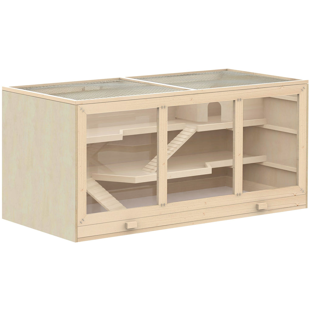 Three-Tier furniture-style Hamster Cage with Ramps and Tunnel