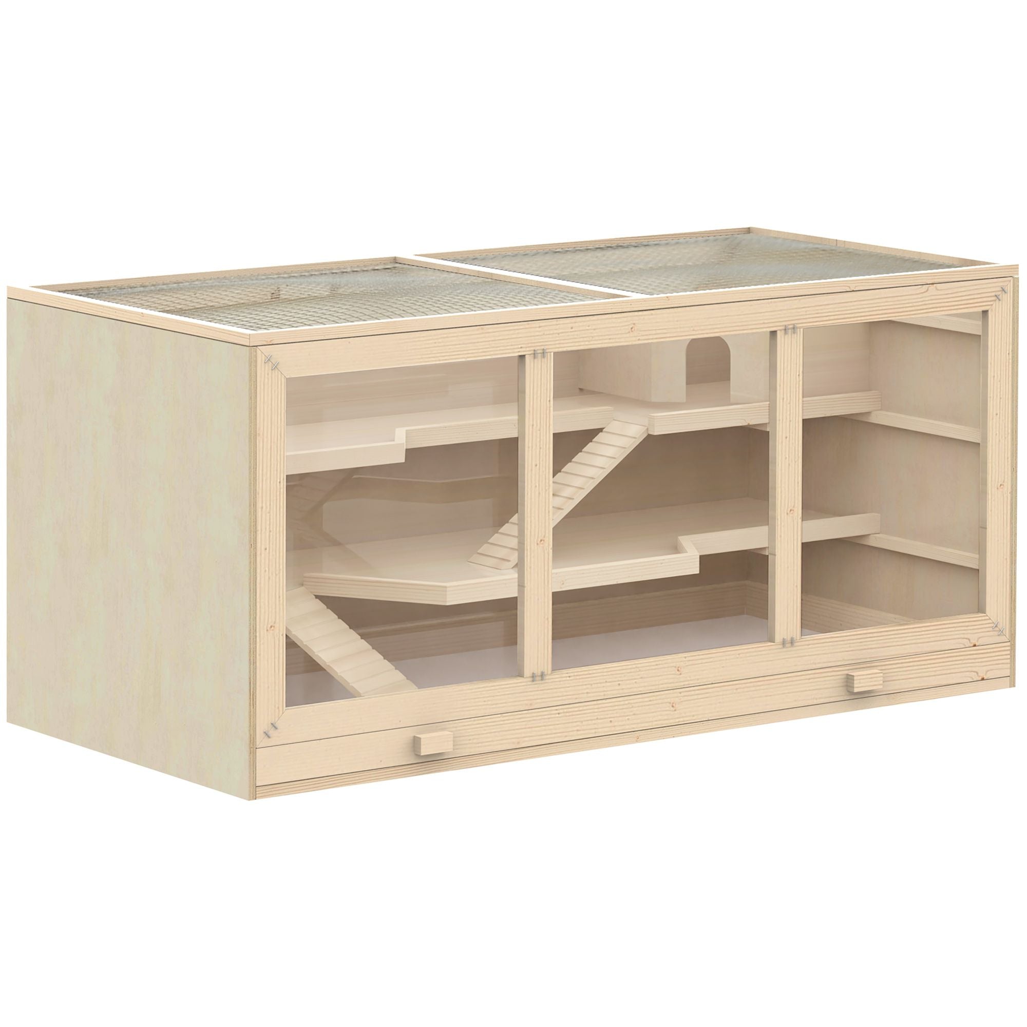 Three-Tier furniture-style Hamster Cage with Ramps and Tunnel