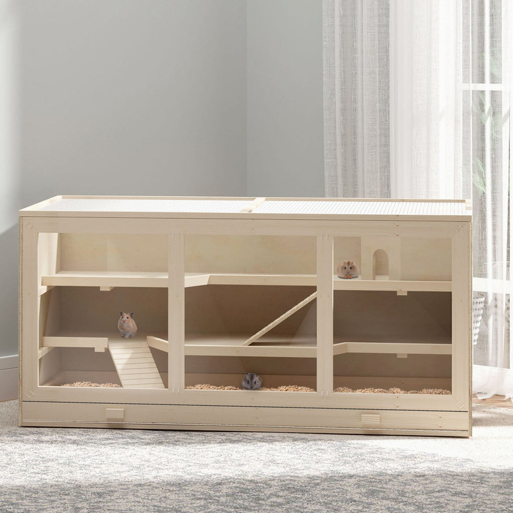 Three-Tier furniture-style Hamster Cage with Ramps and Tunnel