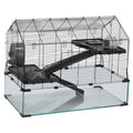 Hamster Cage, 360° Viewing Transparent Hamster Habitats, Small Animal Cage, 29.5 x 17.3 x 24 in, Ventilated Pet Mouse Cages with Water Bottle, Portable Hamster House for Rats, Guinea Pigs