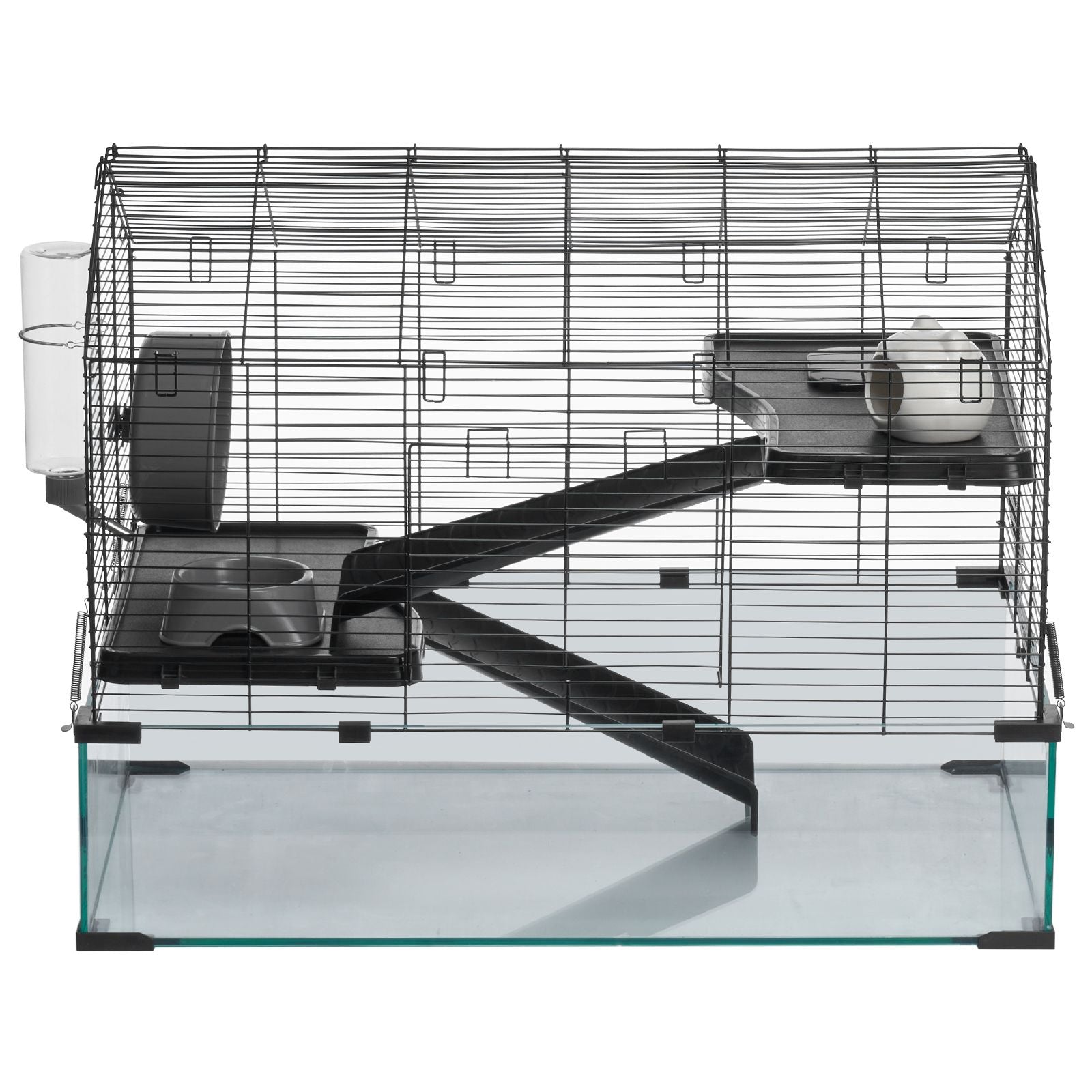 Hamster Cage, 360° Viewing Transparent Hamster Habitats, Small Animal Cage, 29.5 x 17.3 x 24 in, Ventilated Pet Mouse Cages with Water Bottle, Portable Hamster House for Rats, Guinea Pigs
