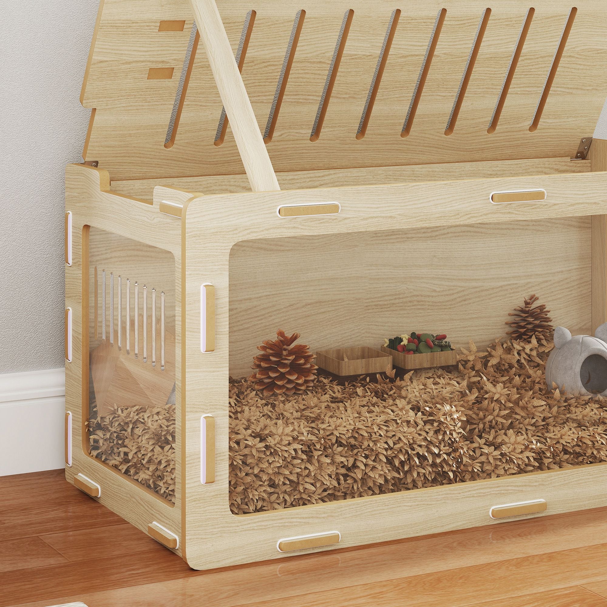 Spacious Hamster Cage with Acrylic View Panels and Openable Roof