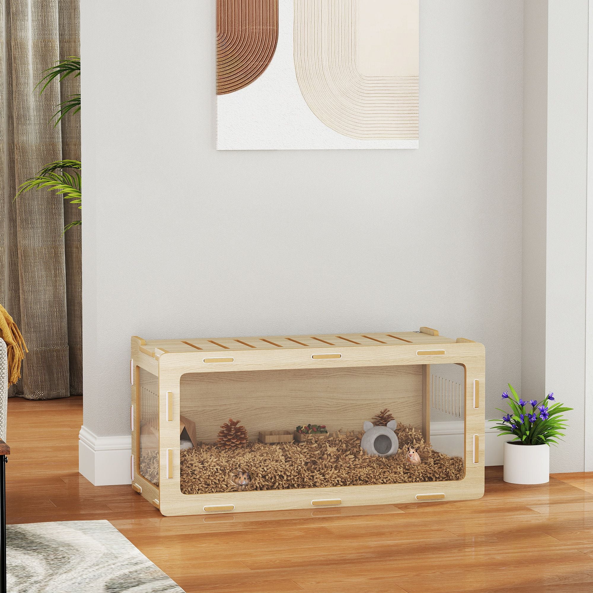 Spacious Hamster Cage with Acrylic View Panels and Openable Roof