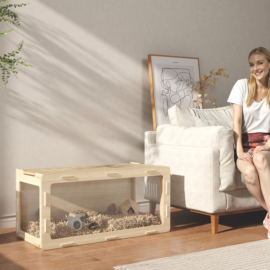Spacious Hamster Cage with Acrylic View Panels and Openable Roof