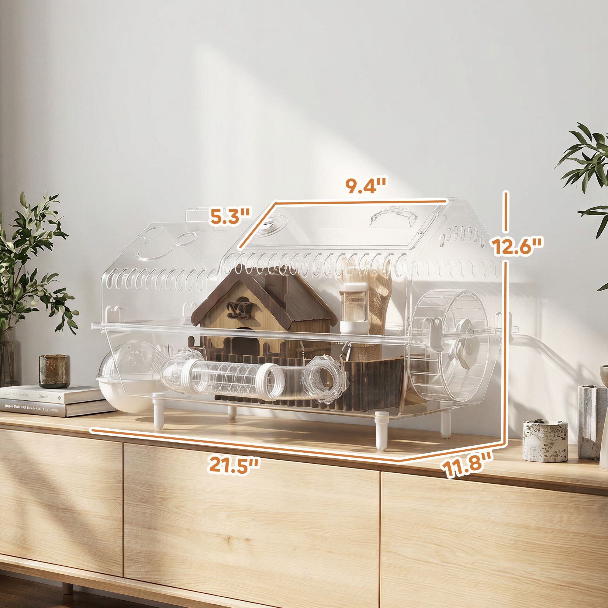 Villa-Style Hamster Cage with Deep Burrowing Base & Clear View