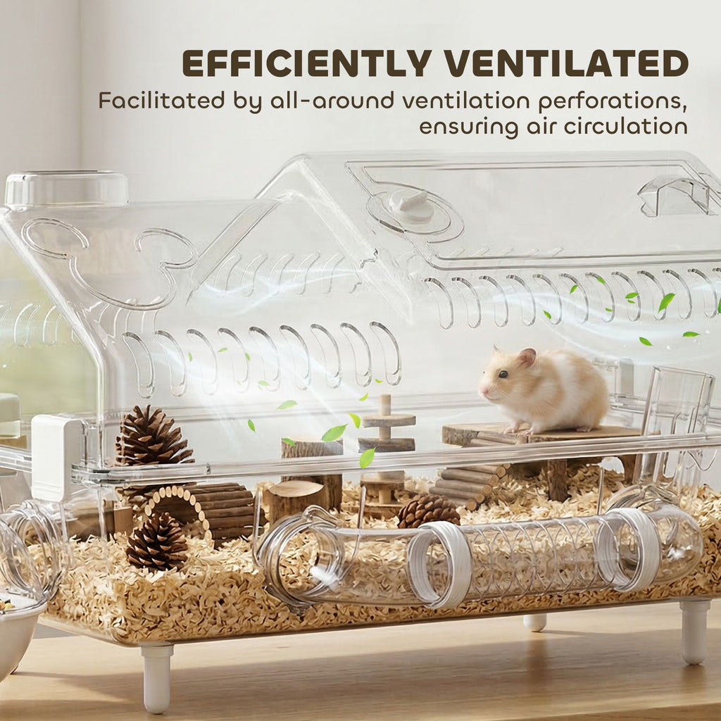 Villa-Style Hamster Cage with Deep Burrowing Base & Clear View