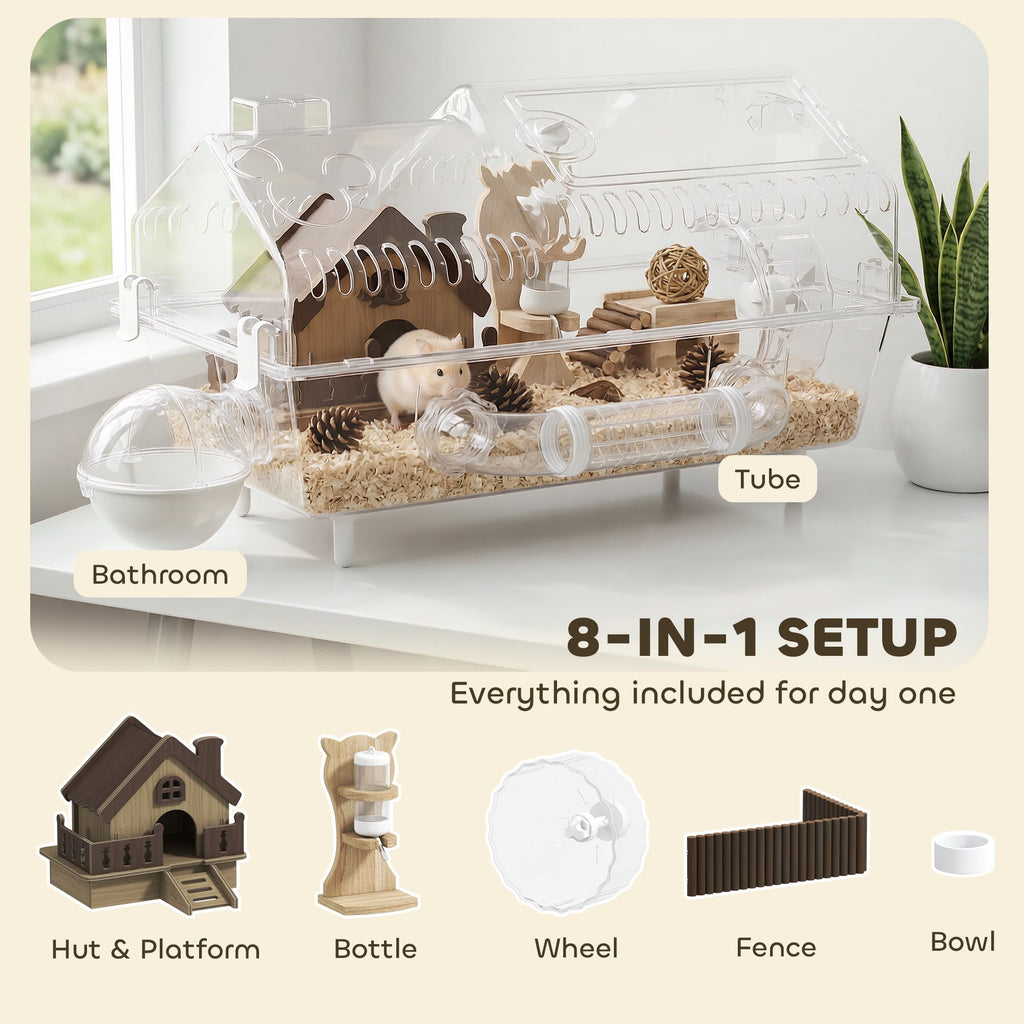 Villa-Style Hamster Cage with Deep Burrowing Base & Clear View