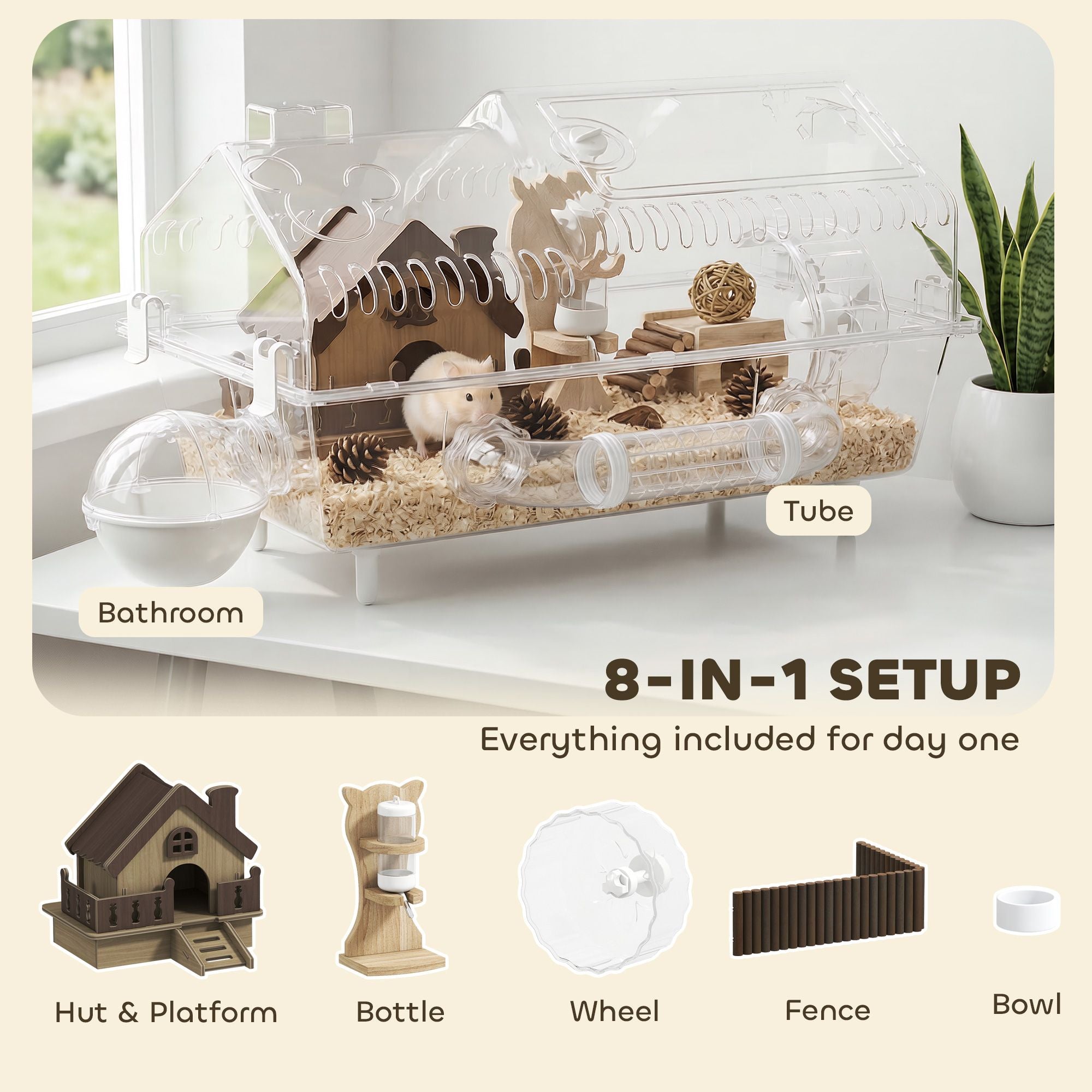 Villa-Style Hamster Cage with Deep Burrowing Base & Clear View