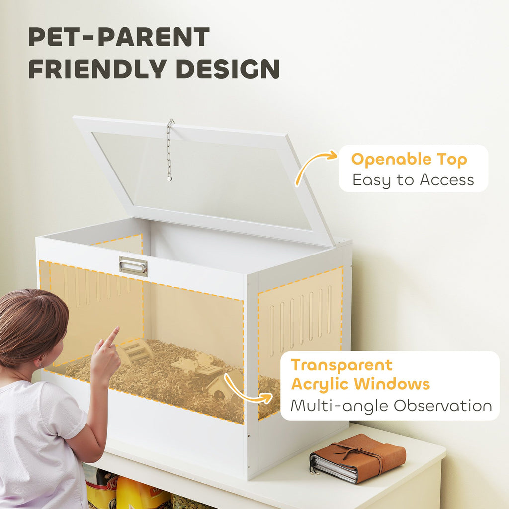 Spacious Hamster Cage with Openable Top & Acrylic Panels