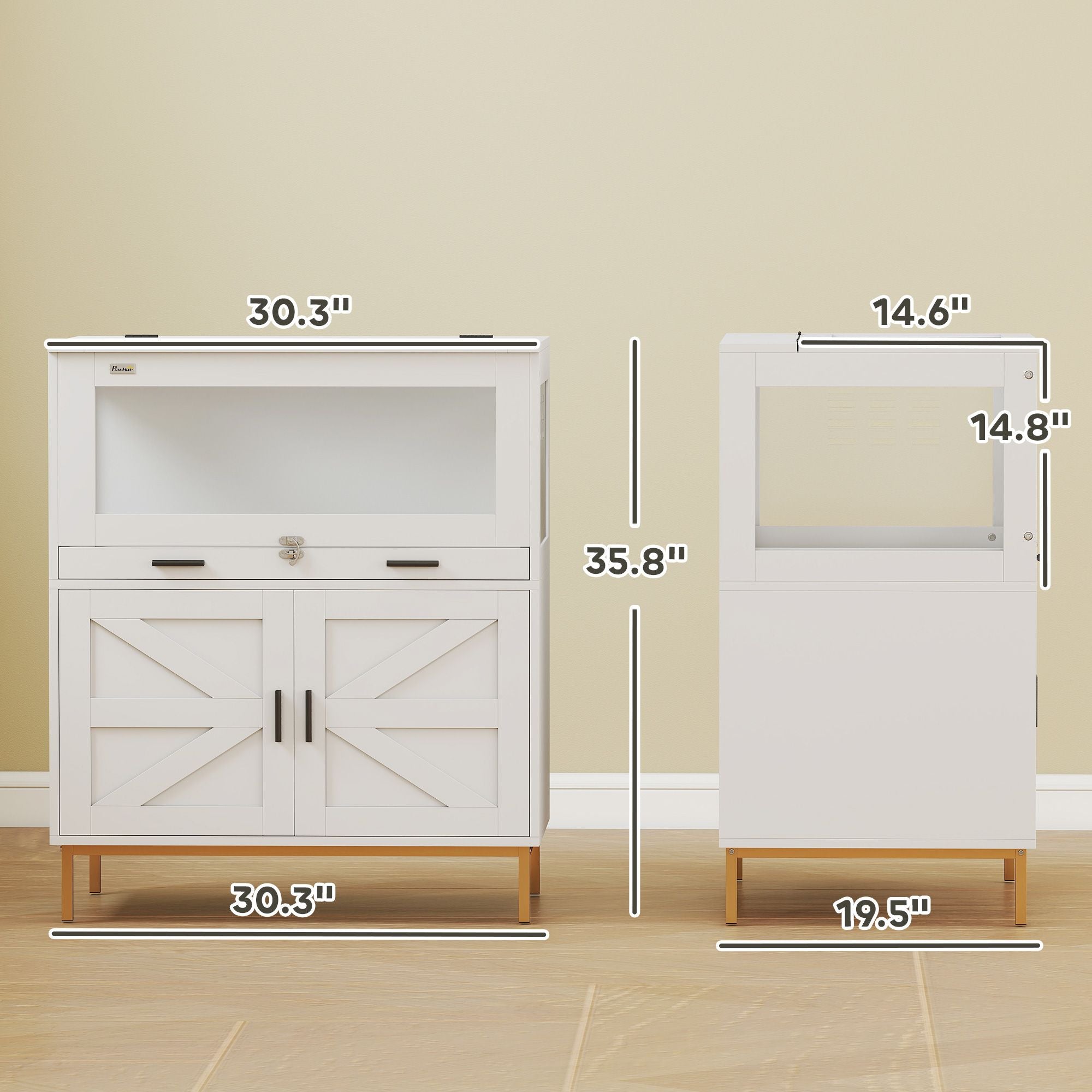 Spacious Hamster Cage with Storage Cabinet and Easy-Clean Tray