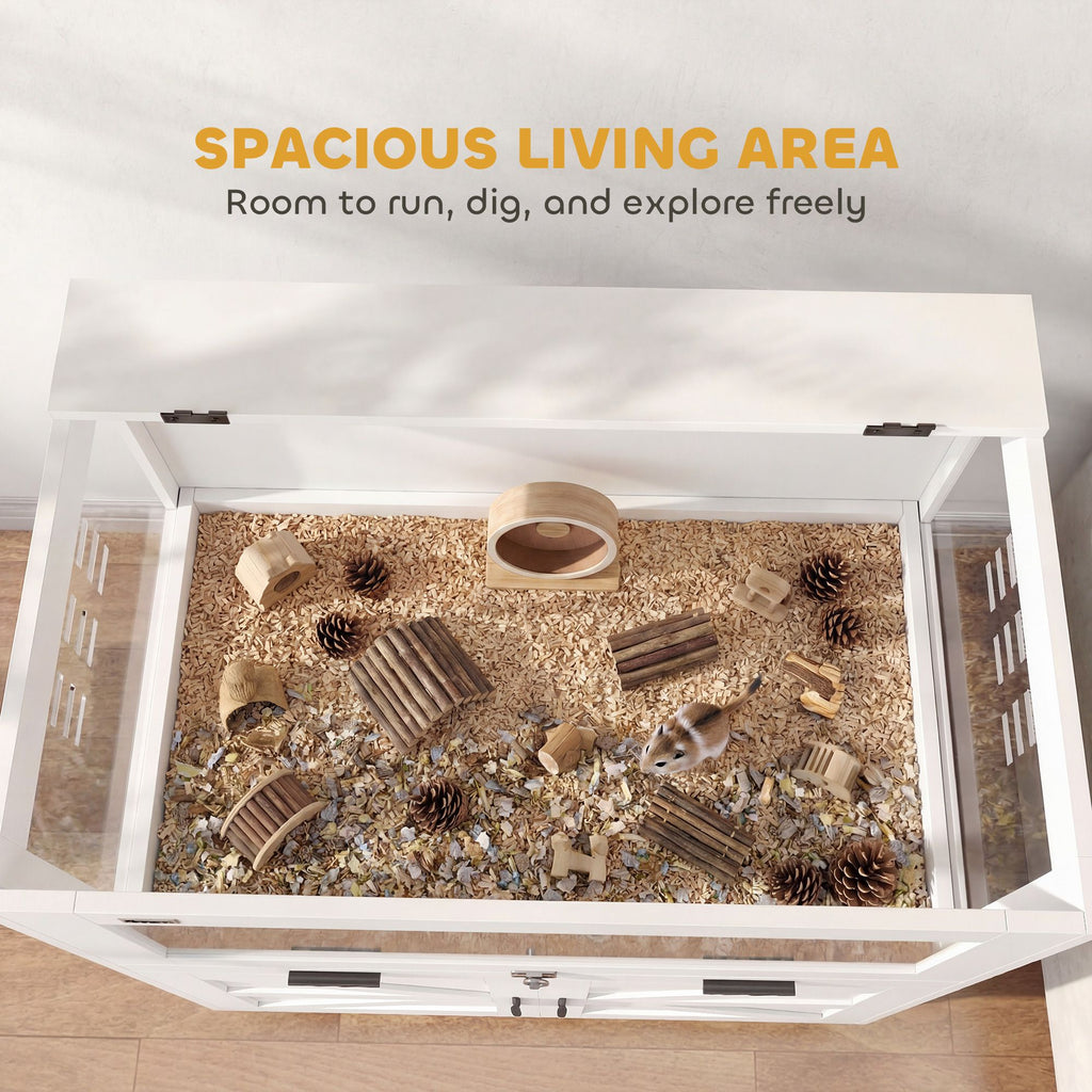 Spacious Hamster Cage with Storage Cabinet and Easy-Clean Tray
