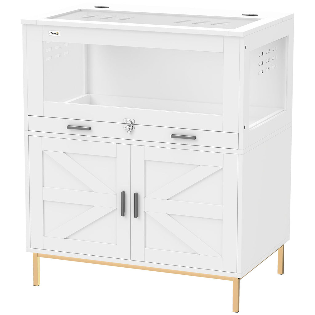 Spacious Hamster Cage with Storage Cabinet and Easy-Clean Tray