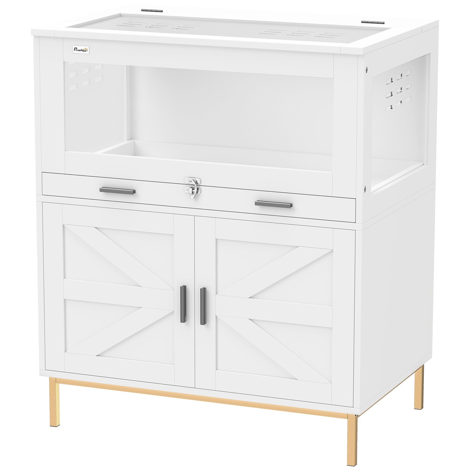 Spacious Hamster Cage with Storage Cabinet and Easy-Clean Tray