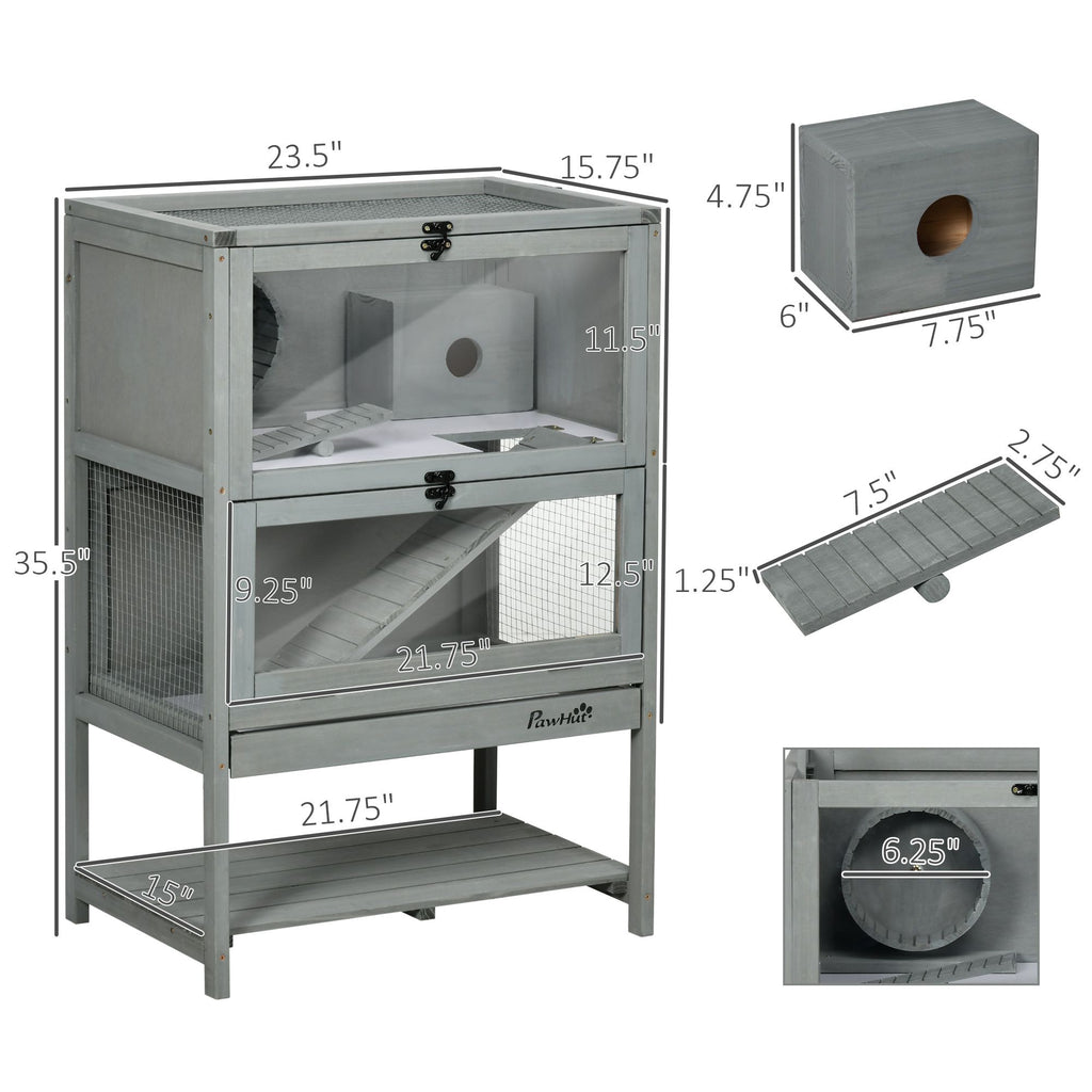 Spacious 2-Tier furniture-style Hamster Cage with Toys and Shelf