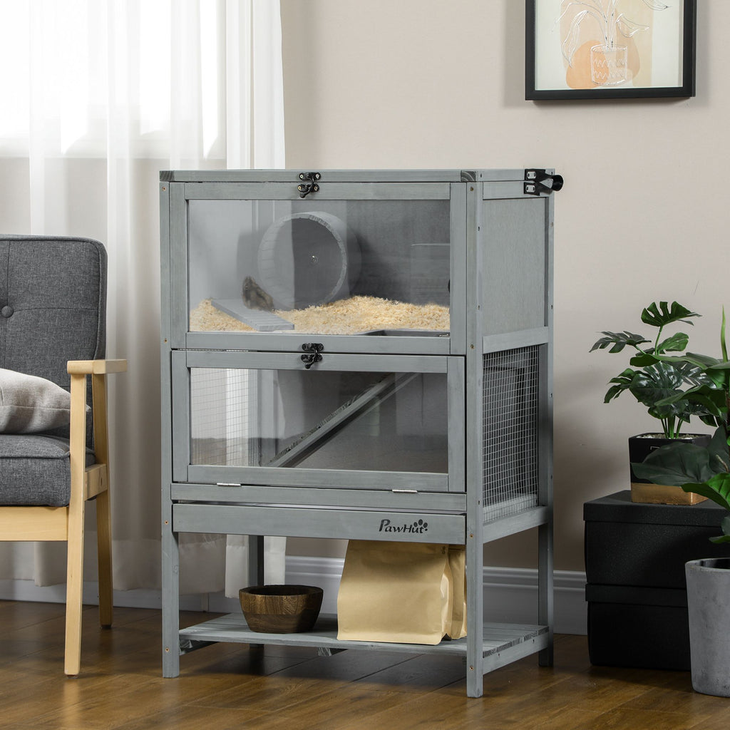 Spacious 2-Tier furniture-style Hamster Cage with Toys and Shelf