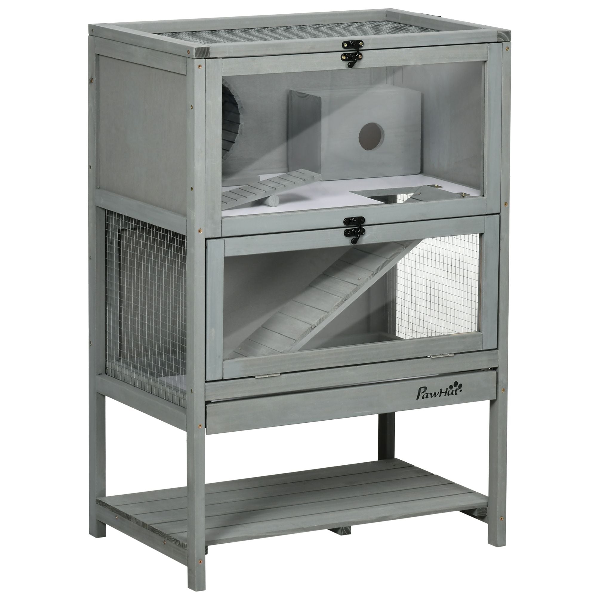 Spacious 2-Tier furniture-style Hamster Cage with Toys and Shelf