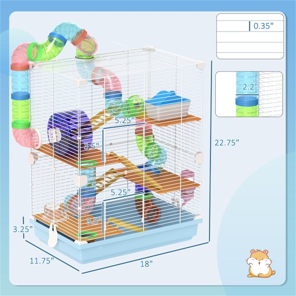 5-Tier Hamster Cage with Tubes & Accessories – Fun Home for Small Pets