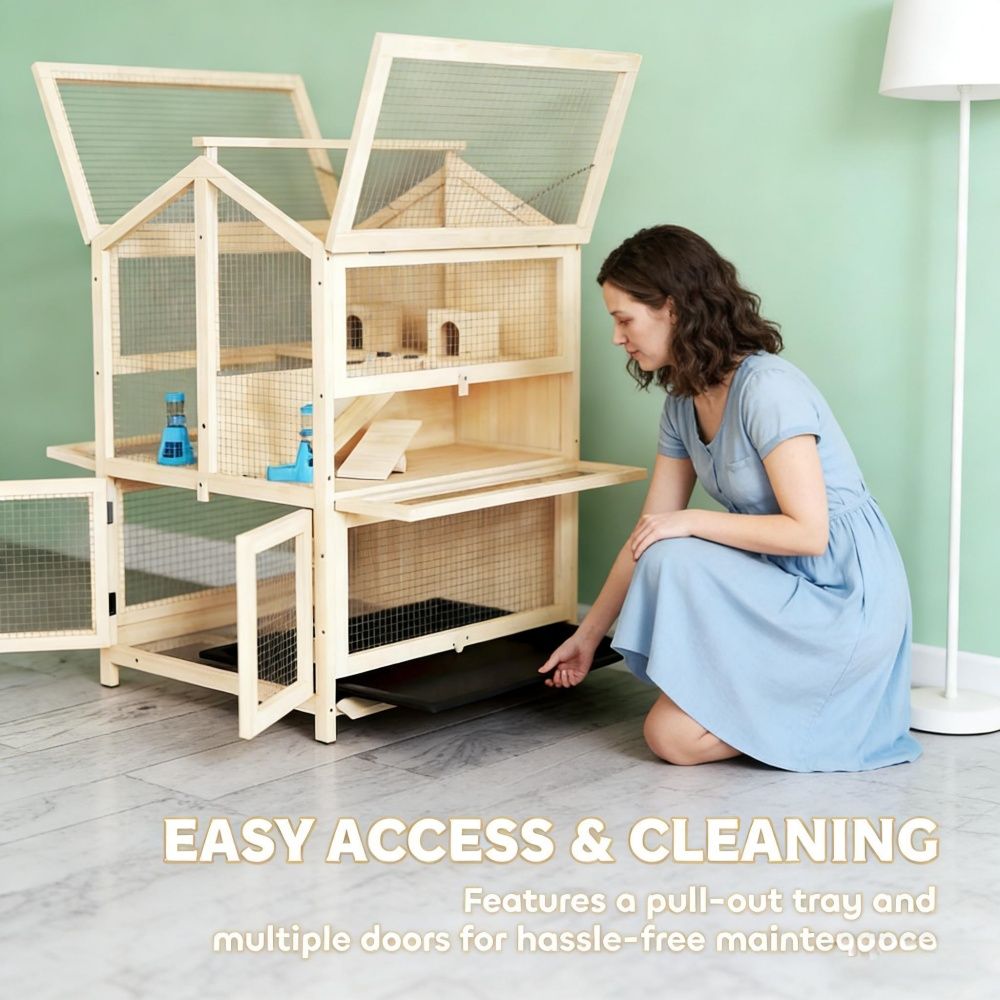 Three-Level Hamster Habitat with Removable Divider and Easy-Clean Design