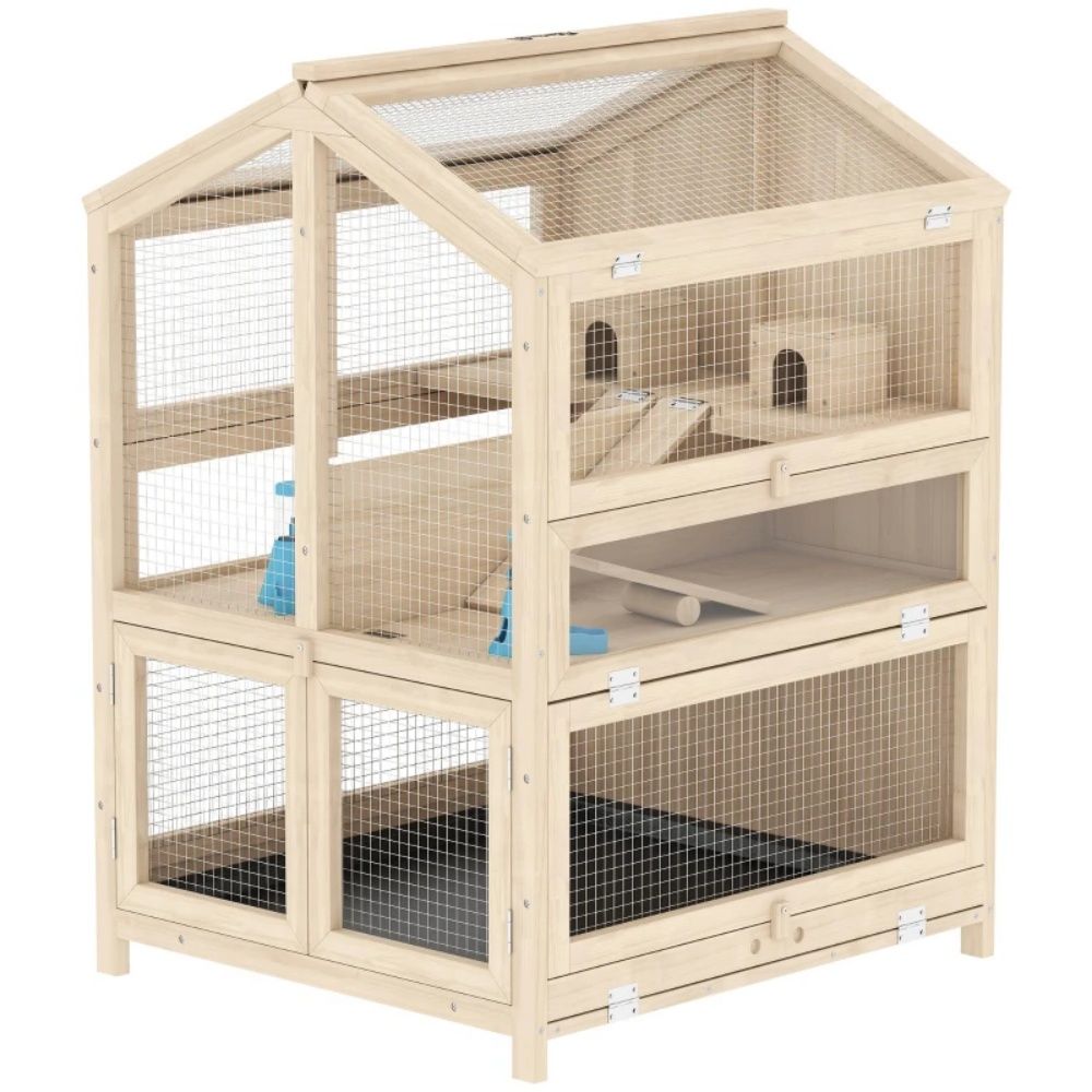 Three-Level Hamster Habitat with Removable Divider and Easy-Clean Design